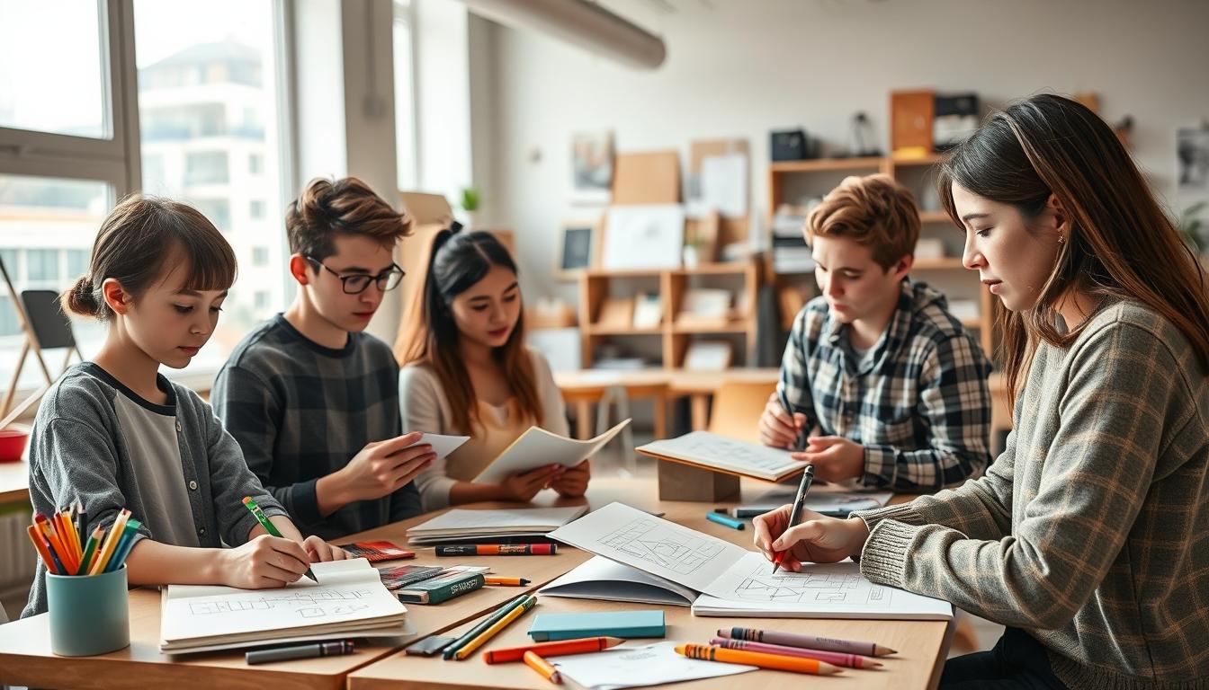 Students collaborating in study space